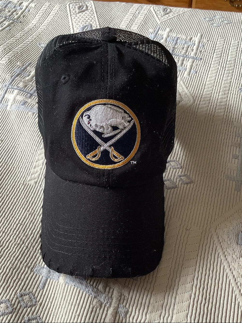 Black Mesh Buffalo Sabres Hat with Curved Visor